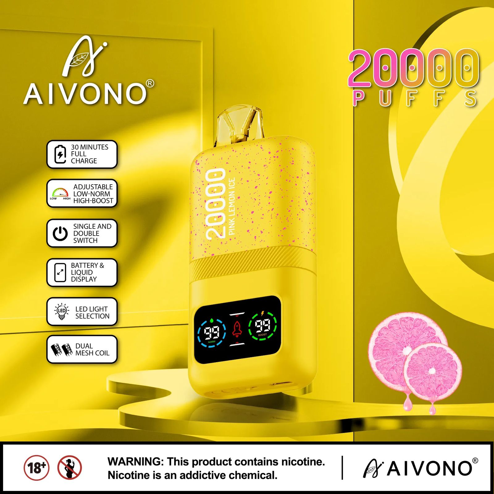 AIVONO 20000 Puffs Disposable Vape 50mg (5%)