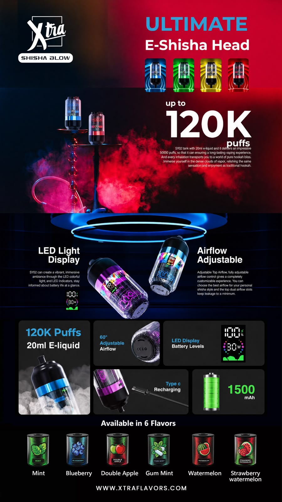 Xtra Shisha Blow Ultimate – Battery + Flavor Pod