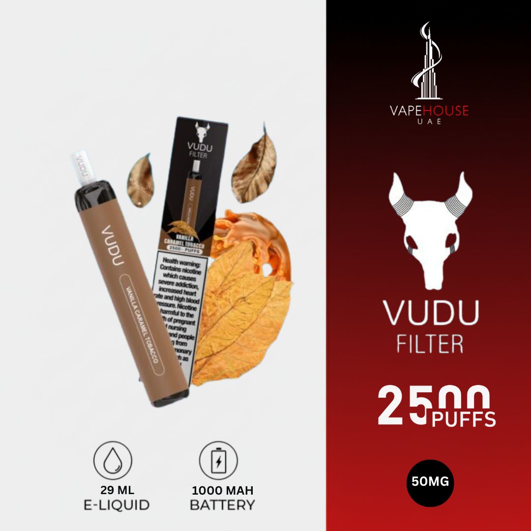 VUDU VANILLA CARAMEL TOBACCO  DISPOSABLE 2500 PUFFS-50MG