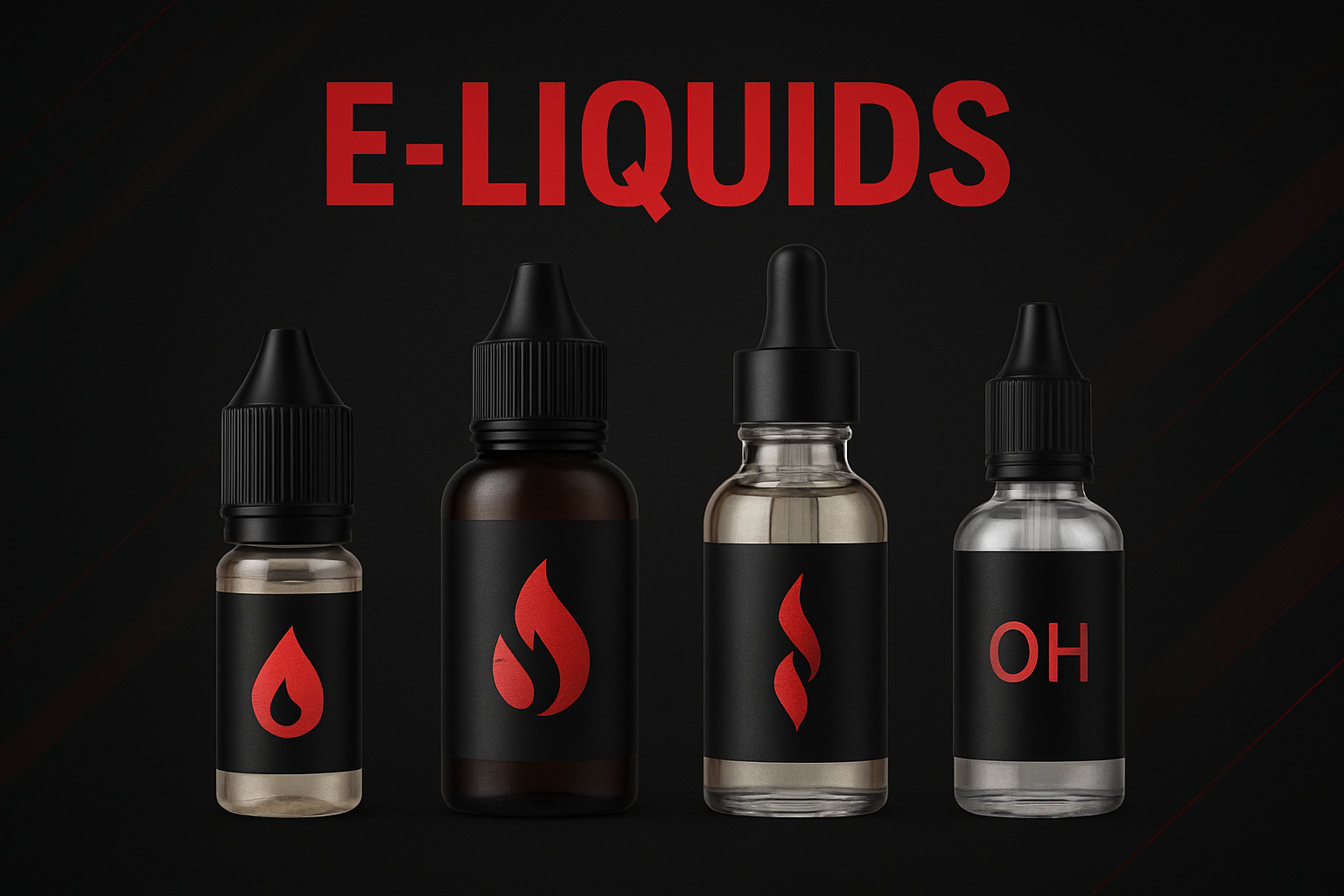 Four e-liquid bottles