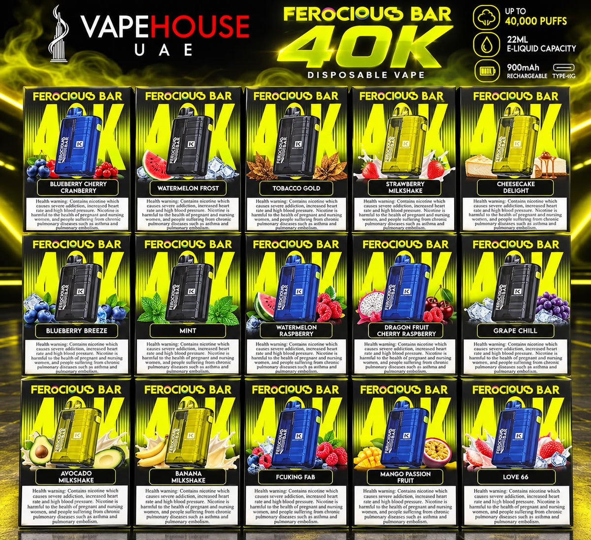 Ferocious Bar 40K Disposable Vape  40,000 Puffs – 3% Nicotine